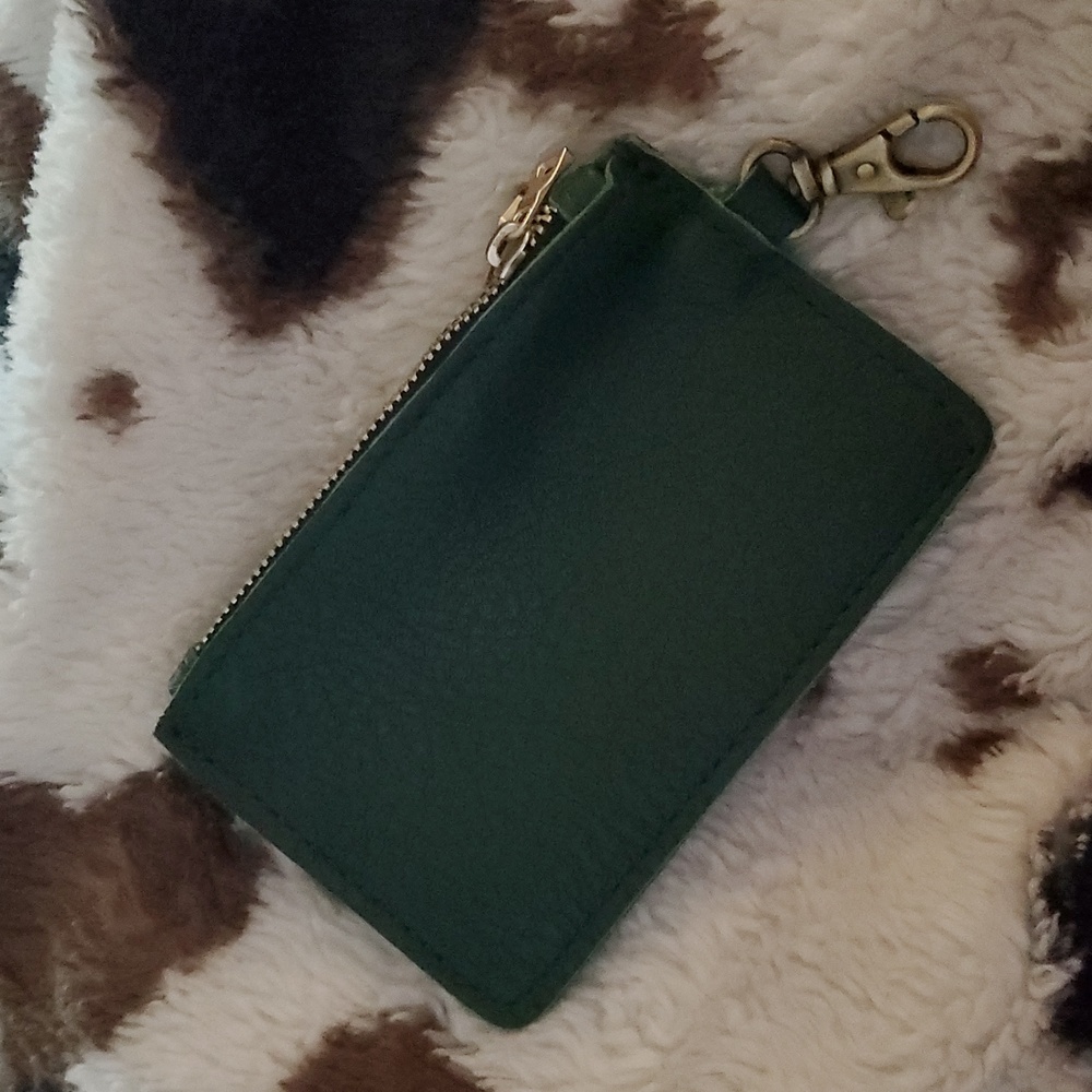 Portland Leather Zip-Zap Duo Leather Wallet Dual Zipper Closures Green Pebbled - Picture 8 of 14